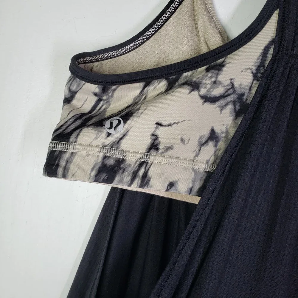 Lululemon‎ No Limits Tank 6 Built In Bra Black Great Granite Mojave Tan